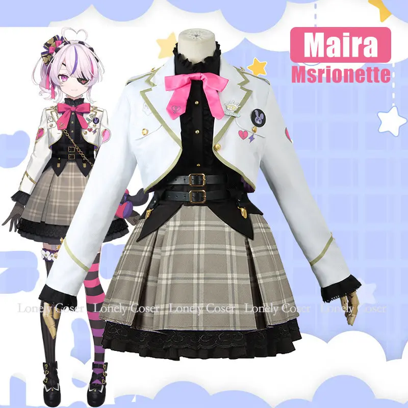 VTuber Maria Marionette Cosplay Costume Wig Maria Uniform Virtual YouTuber Socks Gloves Headband Eye Patch ILUNA Kyo Luca Selen