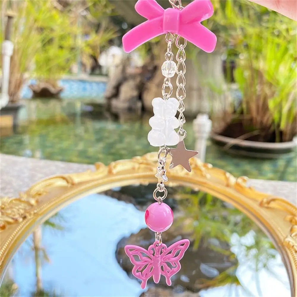 

Pink Kawaii Bag Charms Cool Girl Y2k Beaded Chain Cool Girl Pink Chain Cellphone Strap Star Phone Charms Phone Pendant