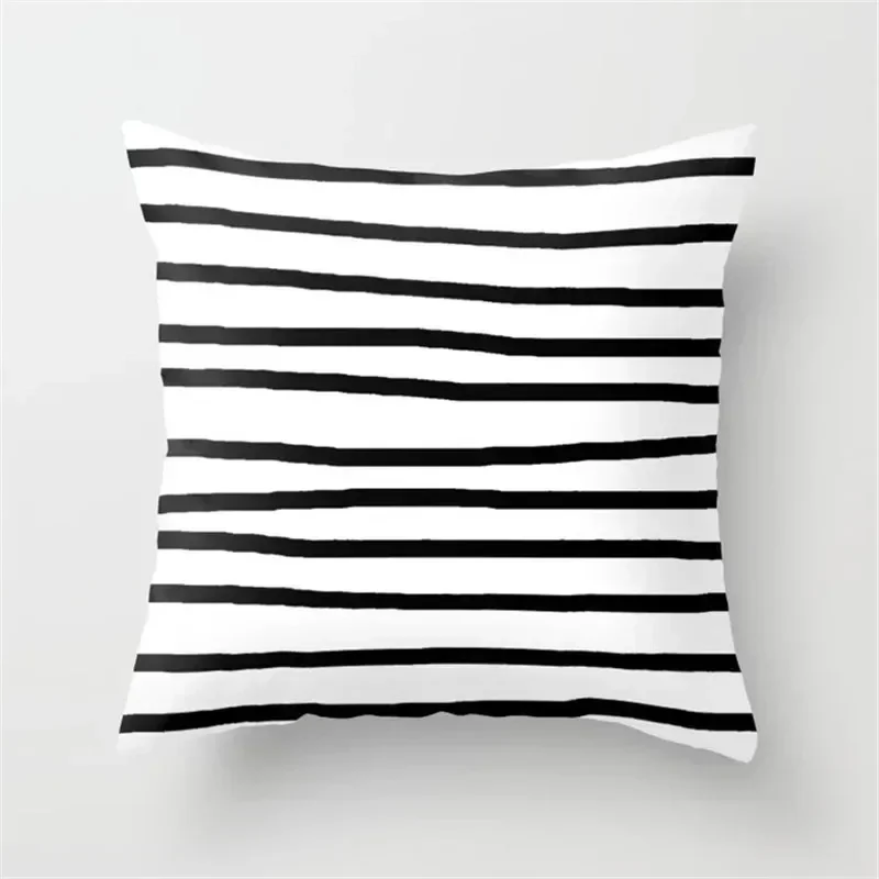 Nordic Stripes Geometric Cushions Cover  Black White Grey Polyester Pillowcase Sofa Car Home Decorative Pillow Case