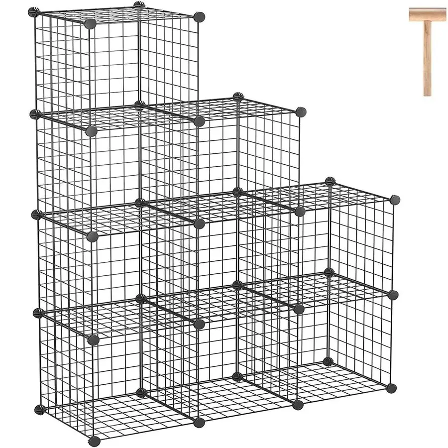 

Металлический модульный органайзер Wire Cube Storage 9Cube, металлические решетки, модульная книжная полка, шкаф для хранения, идеально подходит для дома, гостиной, офиса, 36,6 дюйма (длина) x 1 (ширина)