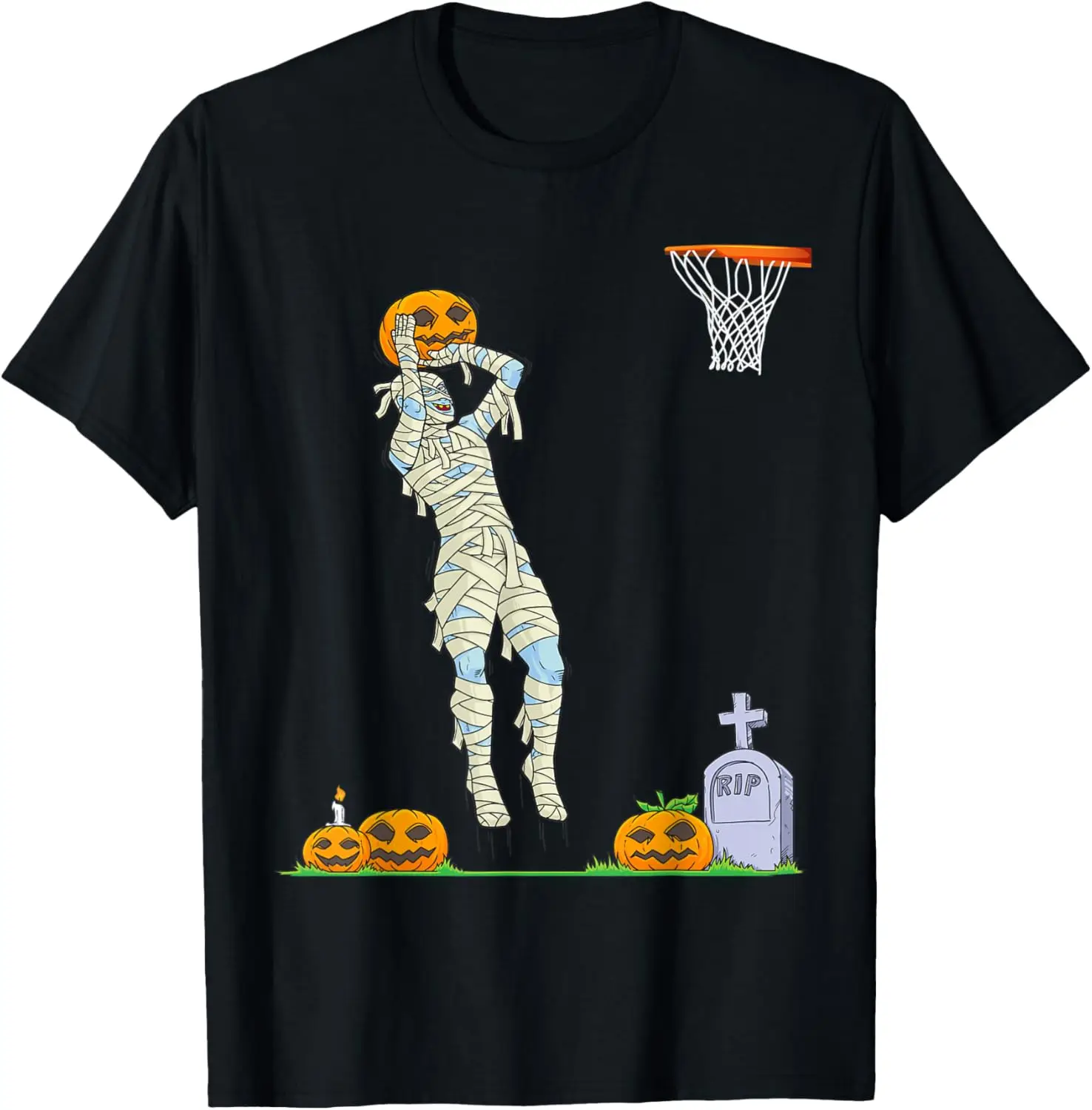 Funny Mummy Basketball Halloween Pumpkin T-Shirt