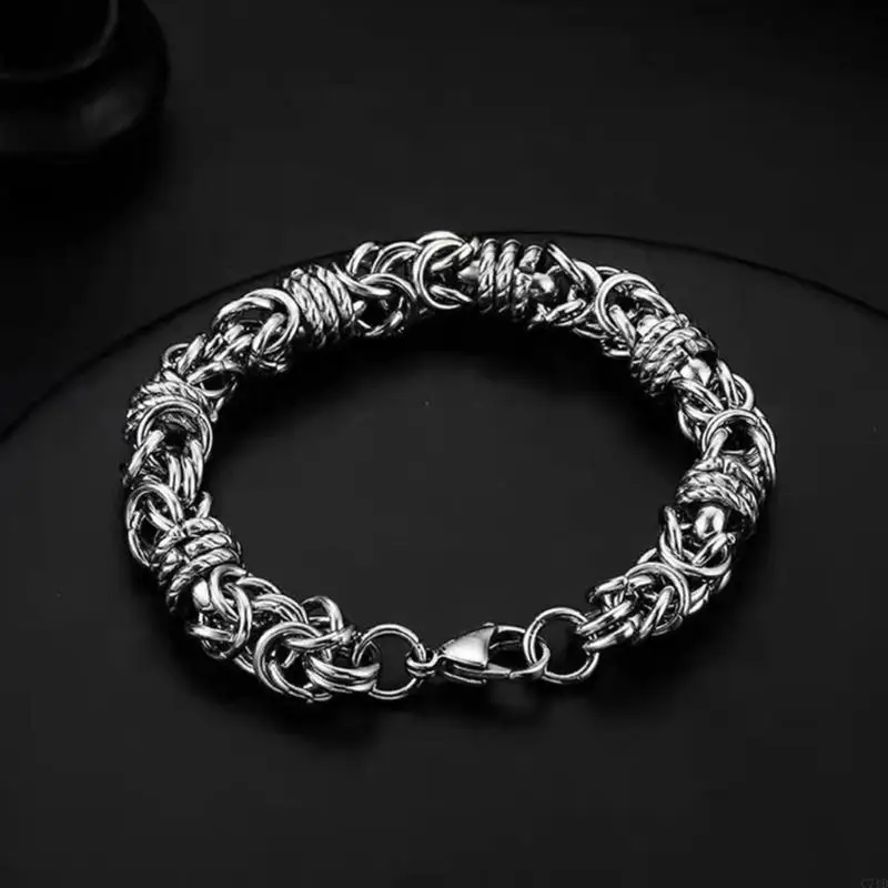 Stylish Men Bracelet Stainless Steel Texture Unique Toroidal Multilayer Craftsmanship Hand Wrist Jewelry for Daily Party