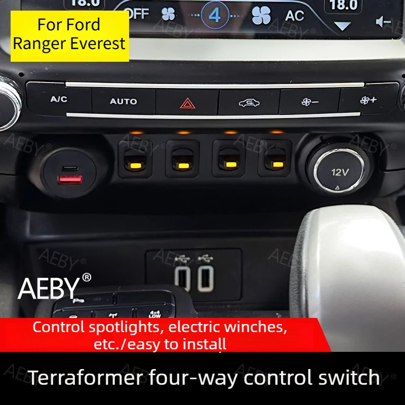 

For Ford Ranger Everest 2015-2021 switch panel rocker switch,Dual USB charger,Integrated switch control panel,four way