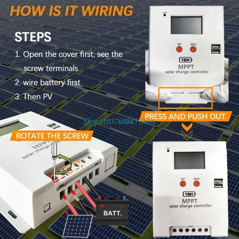 R53F 12V/24V Auto Switching MPPT Solar Controllers 3 Stage Charging Overcurrent Defense Waterproof for Outdoor