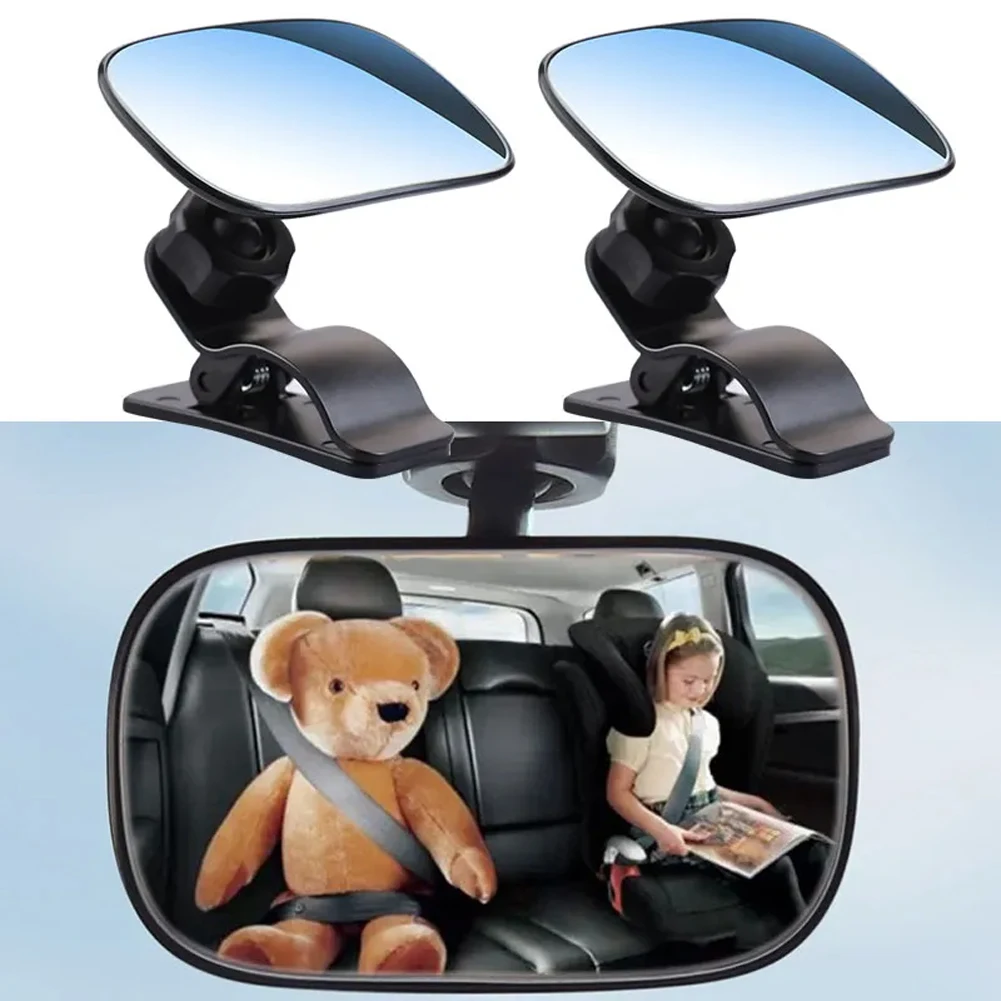 Baby Car Mirror Safety Car Seat Mirror for Rear Facing Infants Clip-On 9D Convex Mirror Wide Clear View for Car Seat Stroller