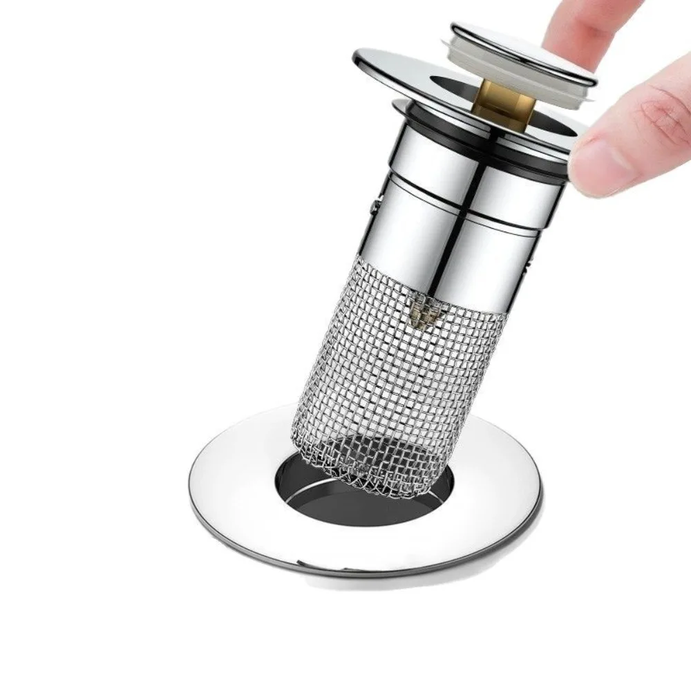 

Universal Press-Type Drain Strainer for Washbasin, Odor Blocking Bouncing Core, Ideal-for Daily Kitchen and Bath Use