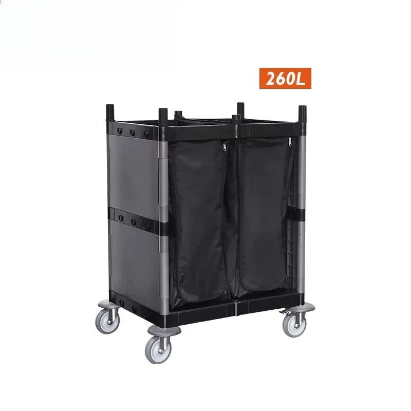 Housekeeping Cleaning Trolley Plastic Dirty Linen Carts on Wheels for Attendants & Staff