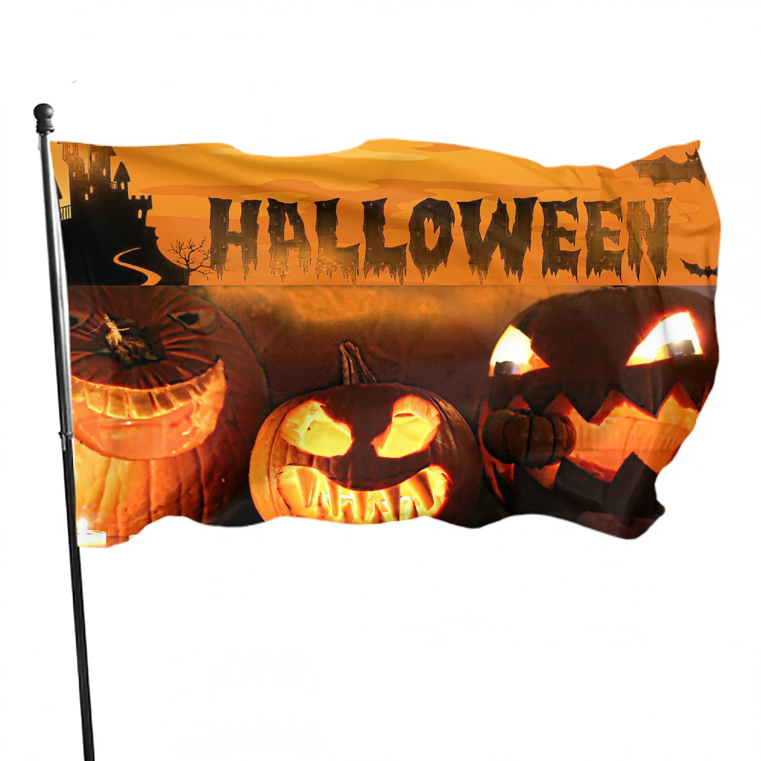 Happy Helloween Pumpkin Flag for Porch Garage Front Coffee Bar Club Halloween Decoration for Home Outdoor Party Flag Women Kids