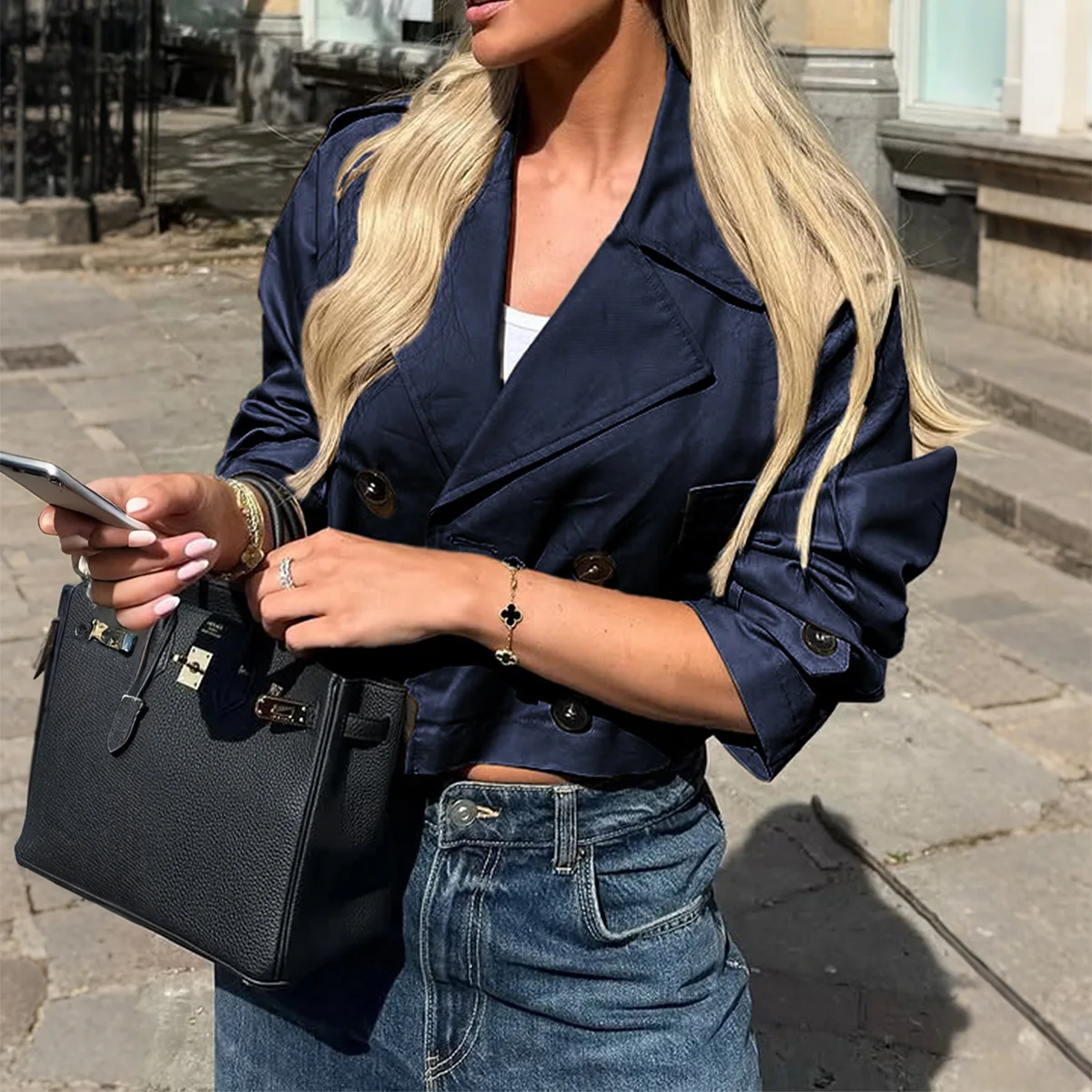 Casual ort manteau européen Sle femmes Faion automne hiver Station indépendante bouton Long Sve vêtements d'extérieur ort manteau