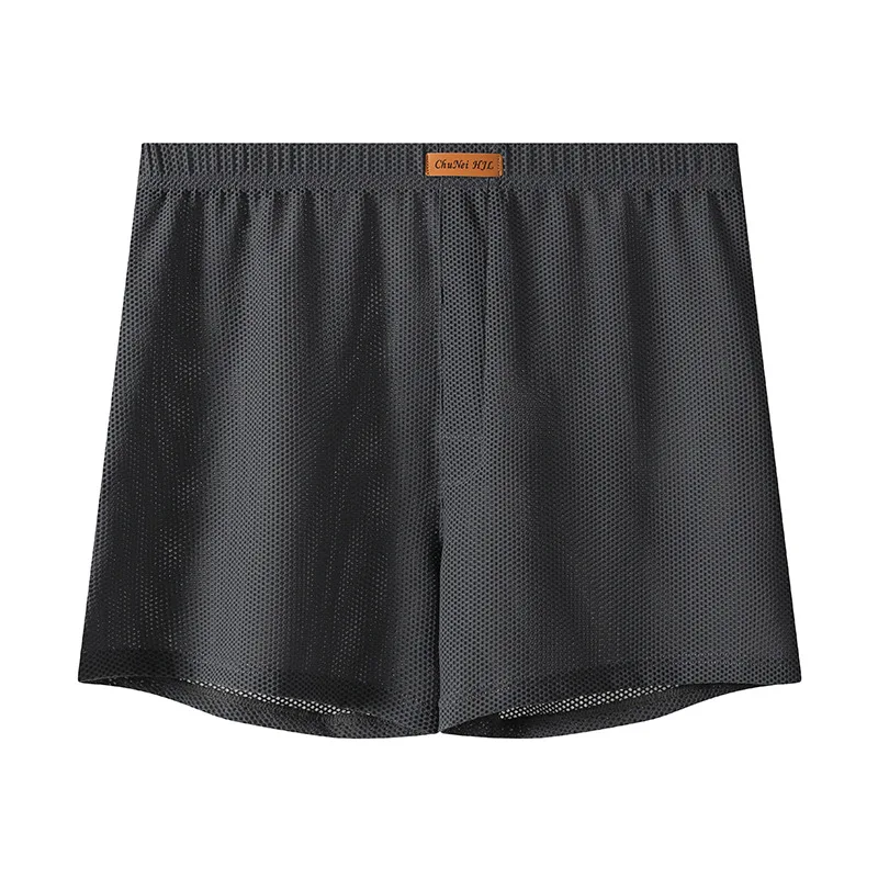 Frosty Silk Mesh Solid Color Boxer Briefs Mid Waist Plus Size Breathable New Bulk Style