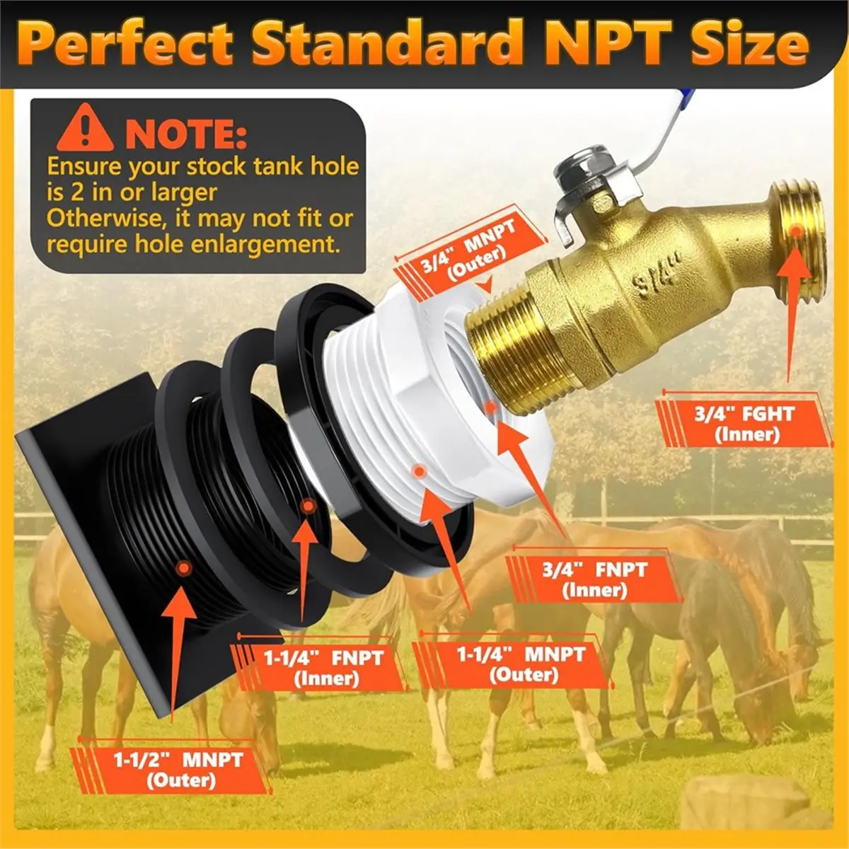 

【frki】 Stock Tank Drain Plug Kit Include Stock Tank Plug & Brass Faucet for 100 150Gallon Stock Tanks