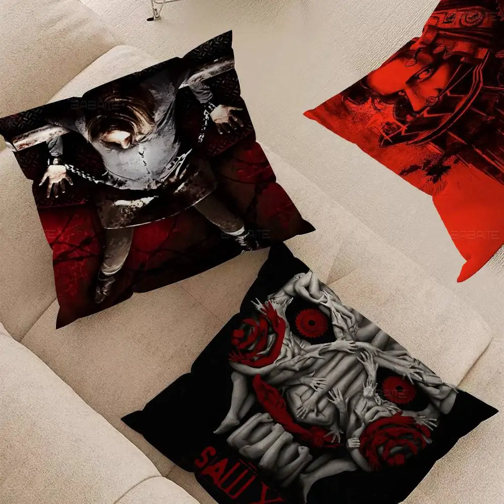 Vintage Saw Horror Movie Pillow Gift Home Office Decoration Bedroom Sofa Car Cushion Cover case 45x45