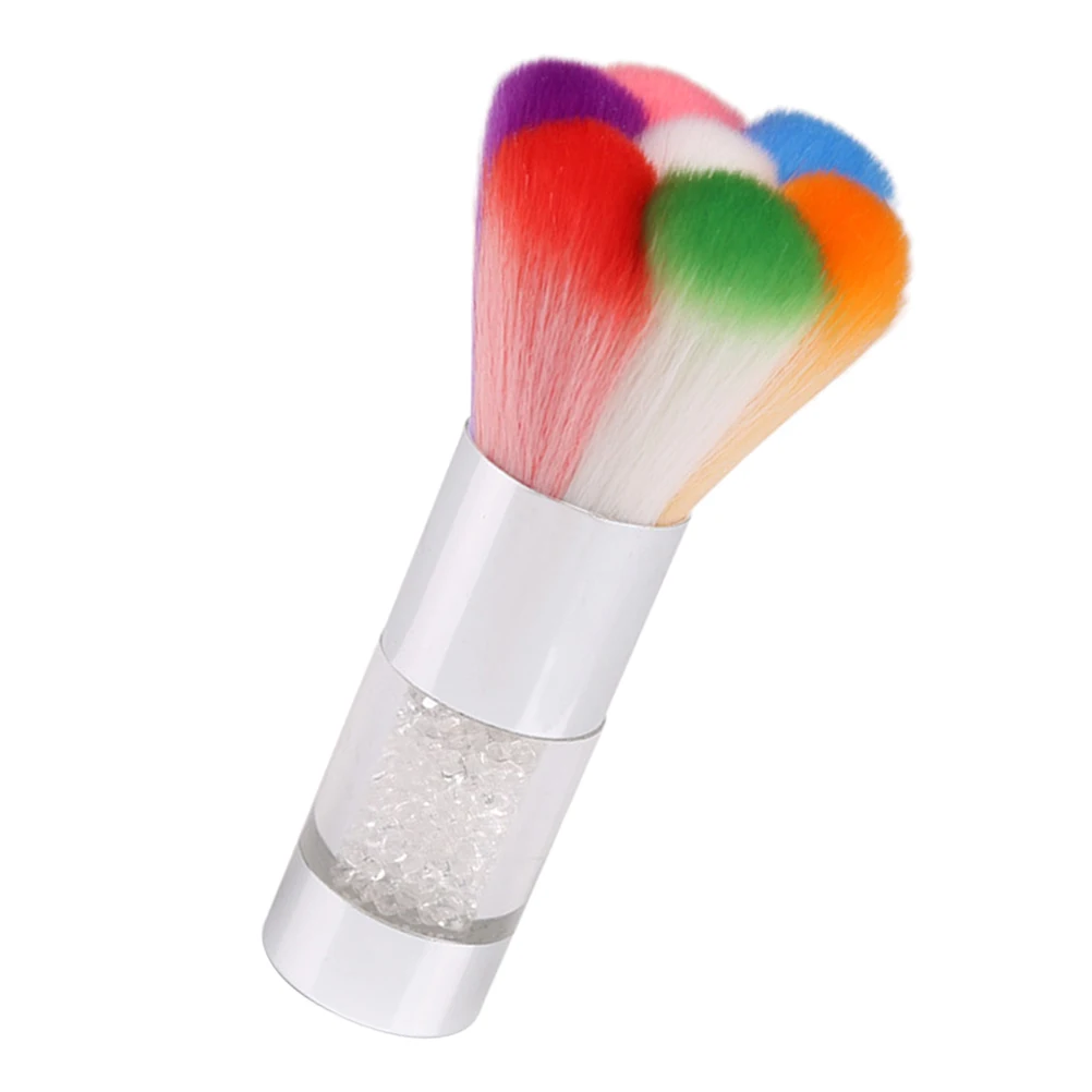 Spazzola per polvere per nail art arcobaleno Manico in metallo Detergente a forma di petalo per unghie acriliche Strumento per trucco in polvere Design portatile
