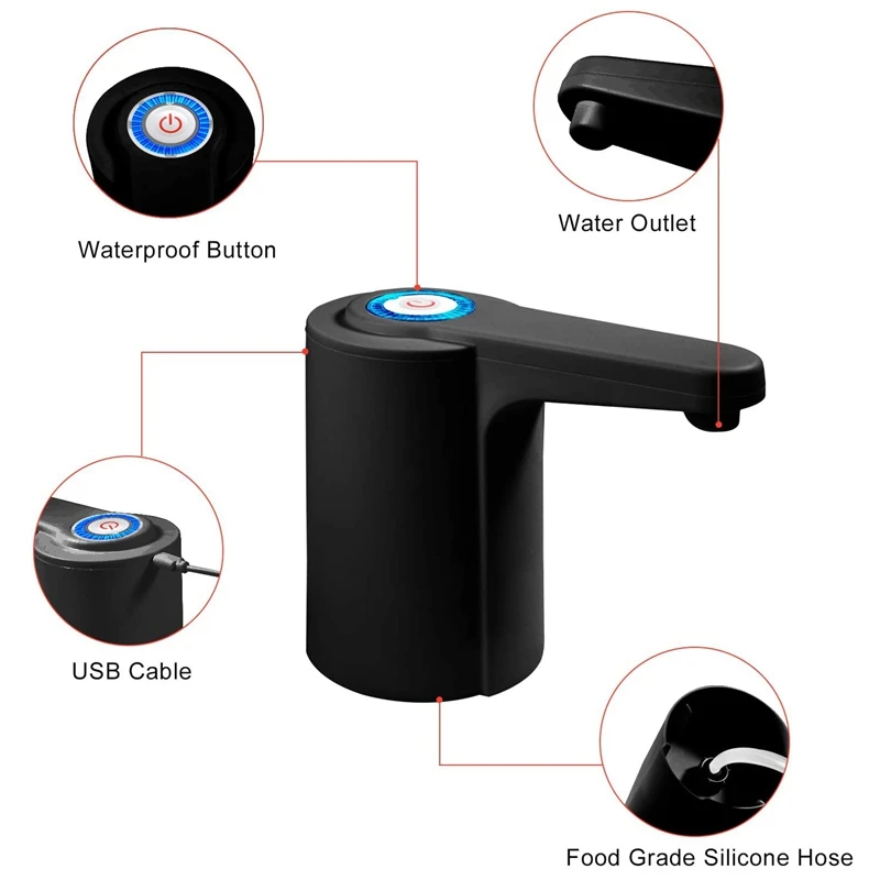 Dispensador de agua A09G de 5 galones, bomba de agua para botella de 5 galones, bomba de jarra de agua, recargable por USB, Universal, automática