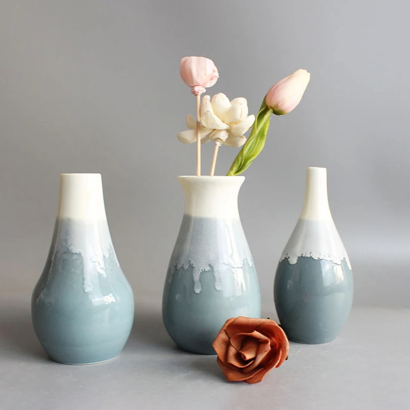 Japanese Minimalistic Glaze Ceramic Vase Fashion Dried Flower Arrangement Ornament Handicrafts Home Decoration