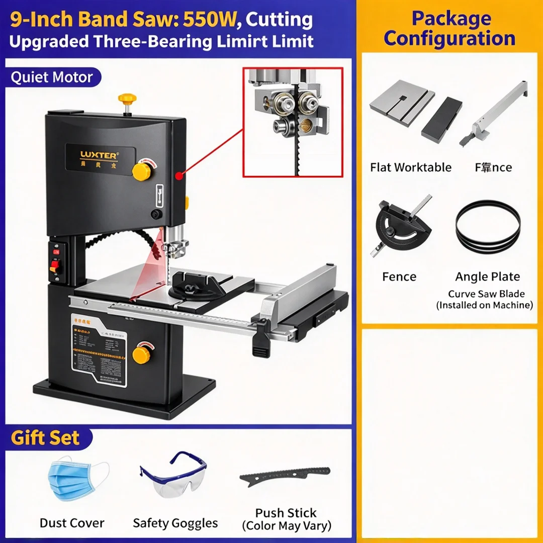 Vertical Woodworking Band Saw 8 9 12 Inch Household Curve Jig Saw Wood Cutting & Material Splitting Machine