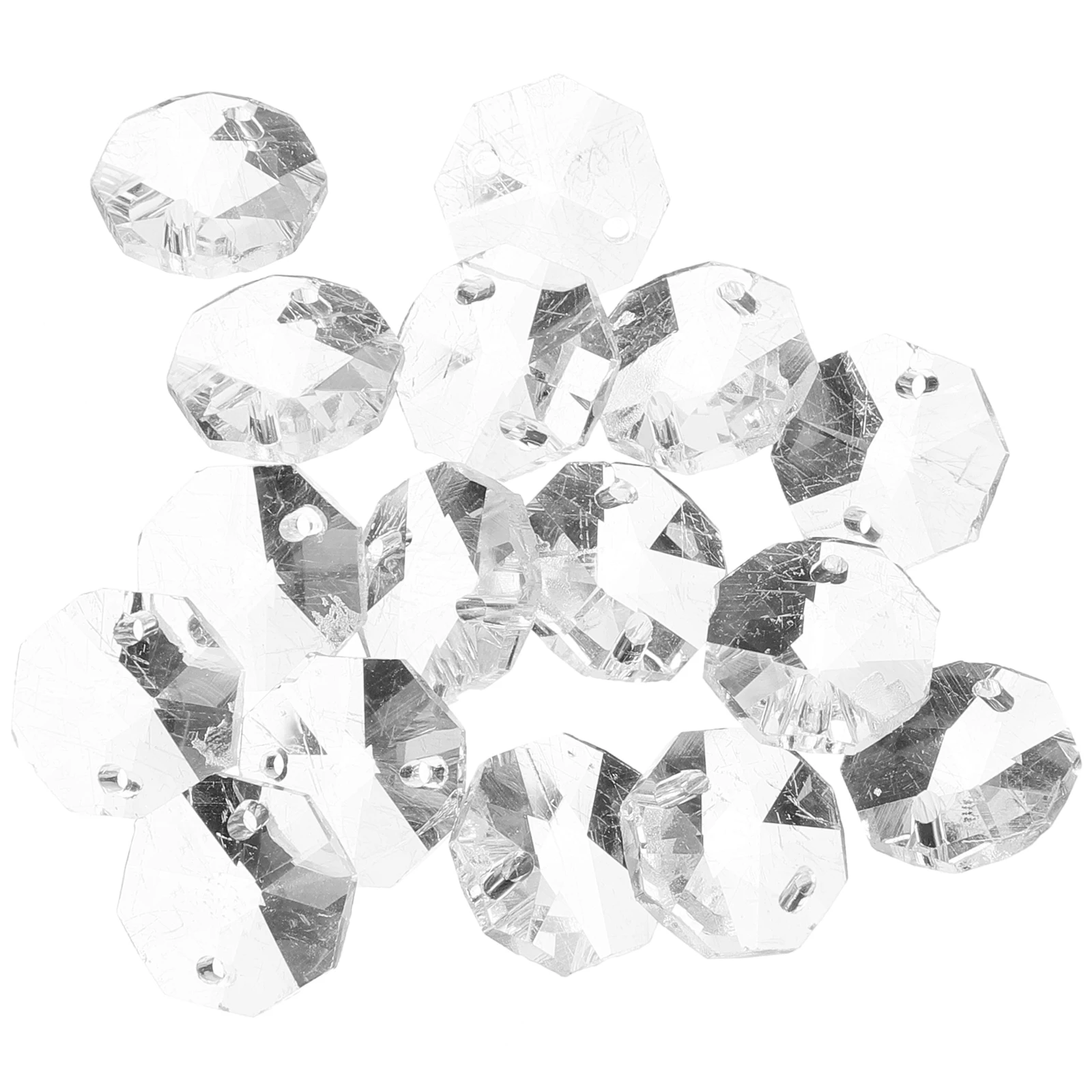 

100pcs Crystal Octagonal Beads Double Hole Clear Glass Charm DIY Jewelry Making Door Curtain Decor Accessories