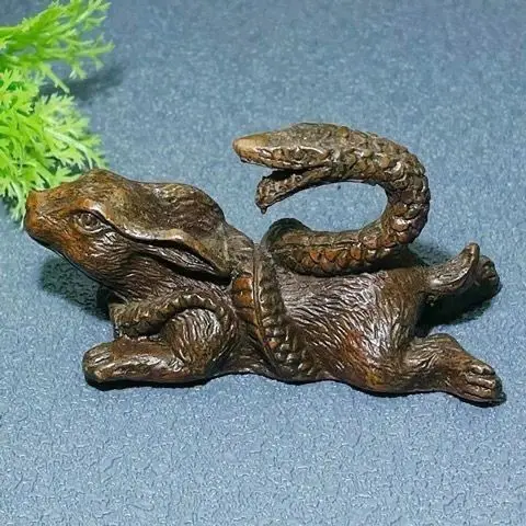 Retro, antique, old, lucky, snake pan rabbit, rich for generations, rich, snake entanglement rabbit tea pet home furnishing, liv