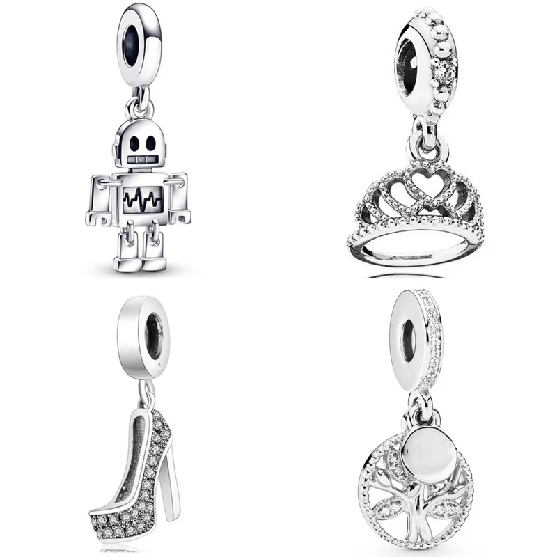 New Diamond Pendant Animal Robot Snow Flower Charm Beads Fit Original Pandora Necklace Bracelet Keychain DIY Fine Women Jewelry