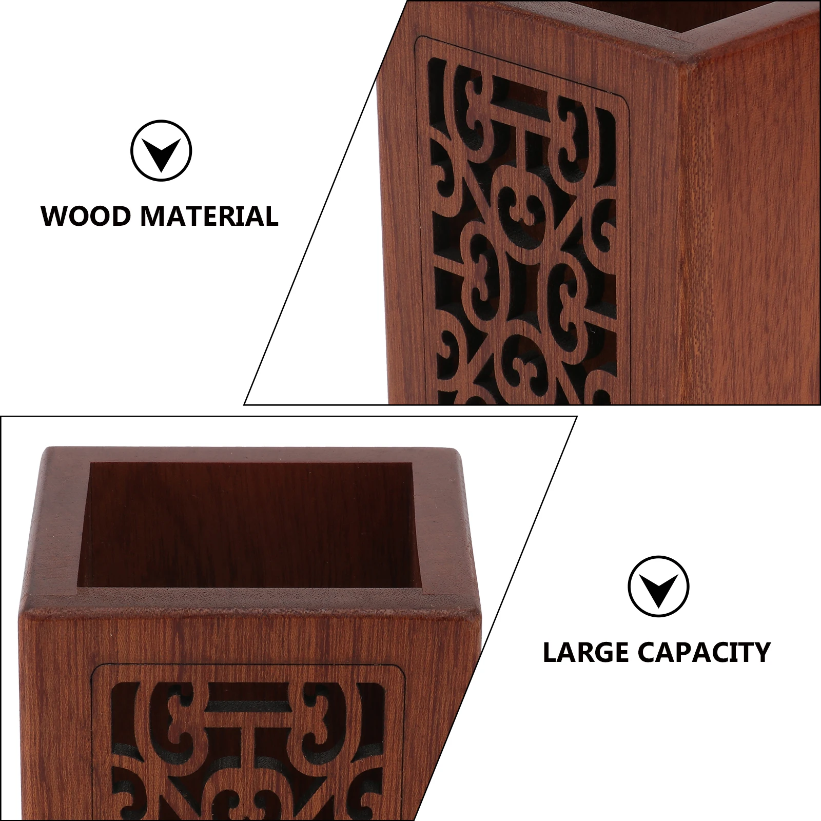 

Wooden Brush Pot Office Brush Pen Storage Holder Desktop Organizer Household Pen Container Decorative Artware Wood Craft Gift