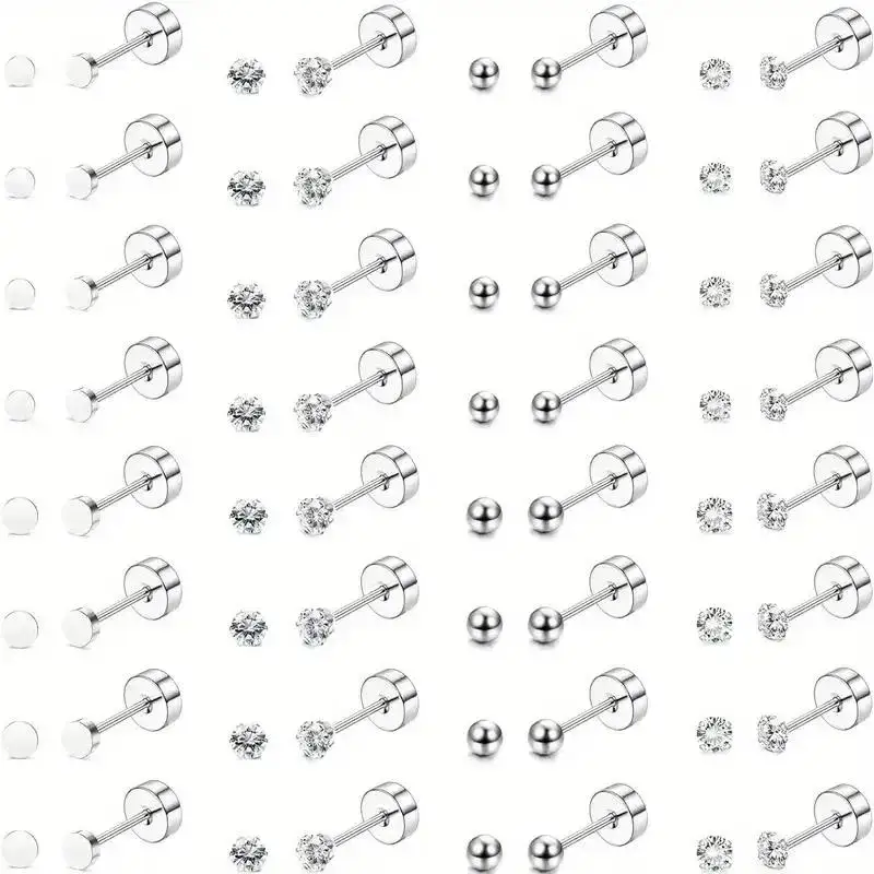 

32 пары крошечных 3 мм шариков из нержавеющей стали с плоской задней частью, серьги-гвоздики для хряща для женщин и мужчин, ювелирные изделия для пирсинга козелка Helix Daith