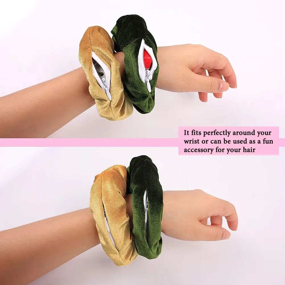 New Hair Tie Safe Sight With Zipper Hair Rope Velvet Hide Key Cash Storage Case