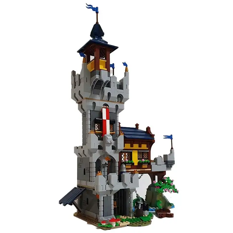 MOC Ländlichen Street View Architektur Fluss Outpost Station Technologie Bausteine Turm Gebäude Modell kinder Ziegel Spielzeug Geschenke