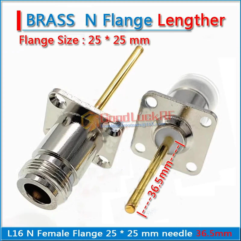 

L16 N Female With 4 Hole Flange lengther Panel Chassis Mount 25 * 25mm needle length 36.5mm Copper RF Connector Coaxial Adapters