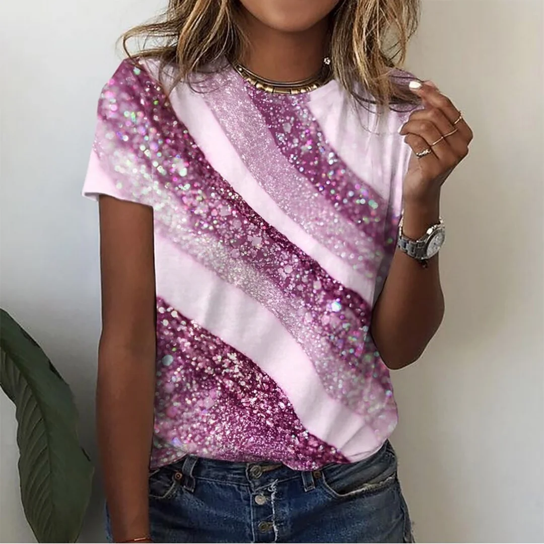 

Summer Women T-Shirt 3D Print Floral Graphics Tees Casual Short Sleeve Top Fashion Round Neck T-Shirt Women Comfortable Clothing