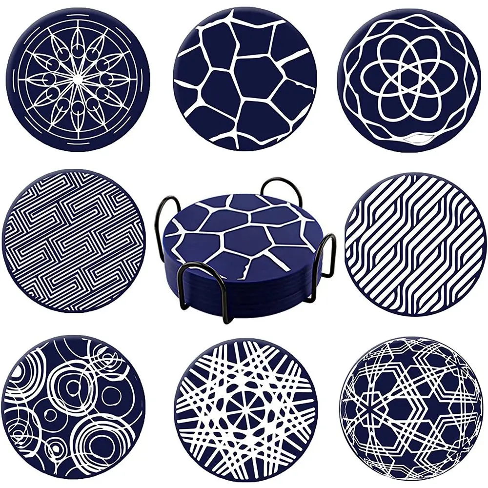 

8Pcs Silicone Coaster Drink Coaster with Holder Coffee Coaster Suitable for Bar Desktop Non-Slip Desktop Protection