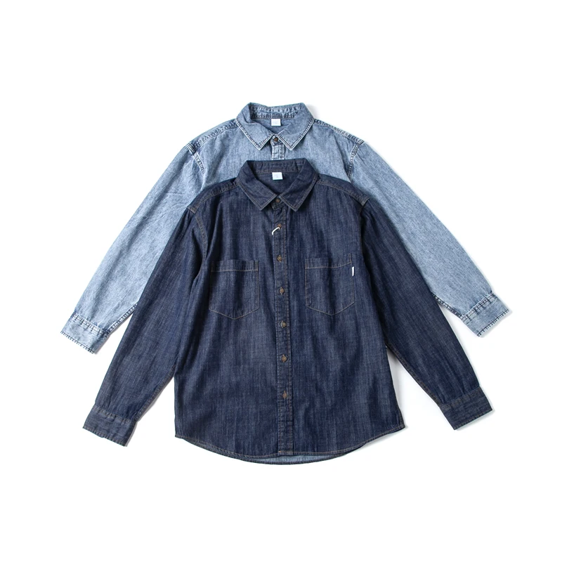 قميص دينيم كلاسيكي كلاسيكي ثقيل الوزن مغسول 100% قطن للرجال والنساء على الطراز الكوري سترة خفيفة فضفاضة