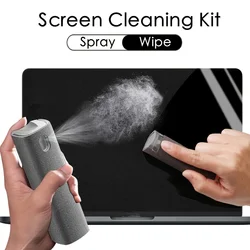 2 in 1 Microfiber Screen Cleaner Spray Bottle Set Mobile Phone Computer Microfiber Cloth Wipe Iphone Cleaning Glasses Wipes for