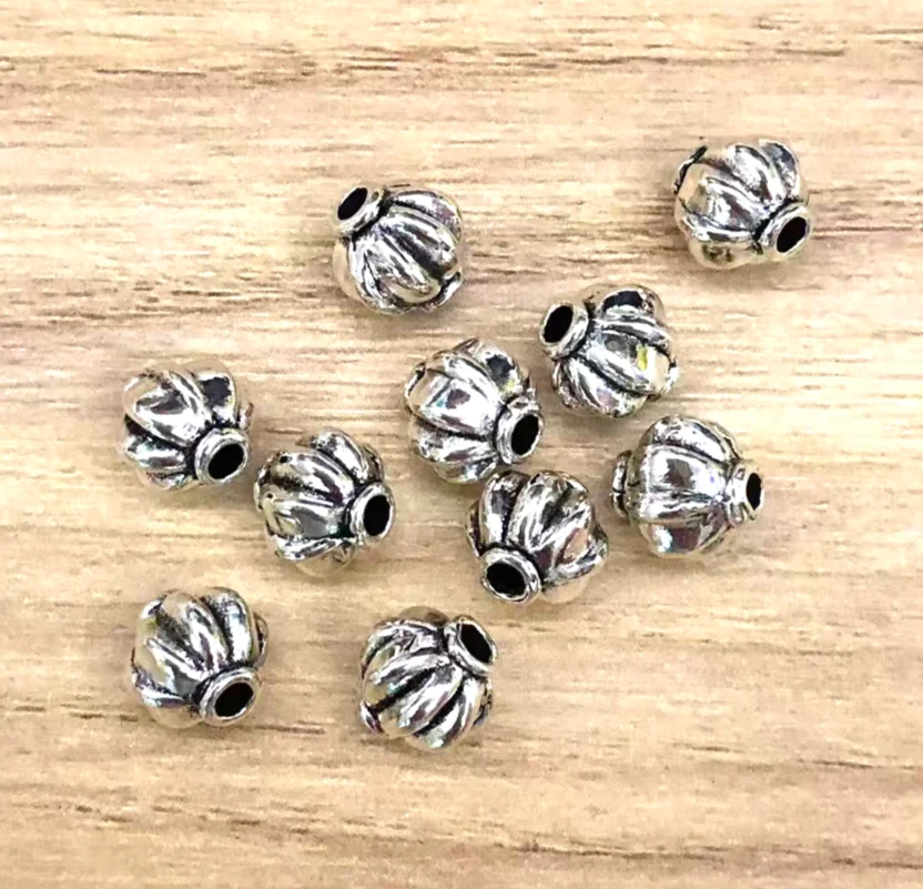 

25 pcs 8*7.5mm,hole 2mm Alloy metal tibetan silver pumkin shaped spacer beads HWH0131