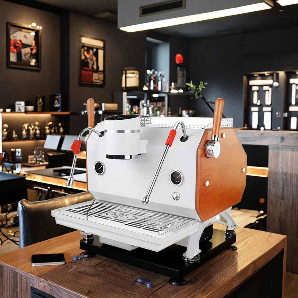 Semi-Automatic Portable Multifunctional 1/2-Group Commercial Espresso Machine Stainless Steel Housing 9 Bars Pressure