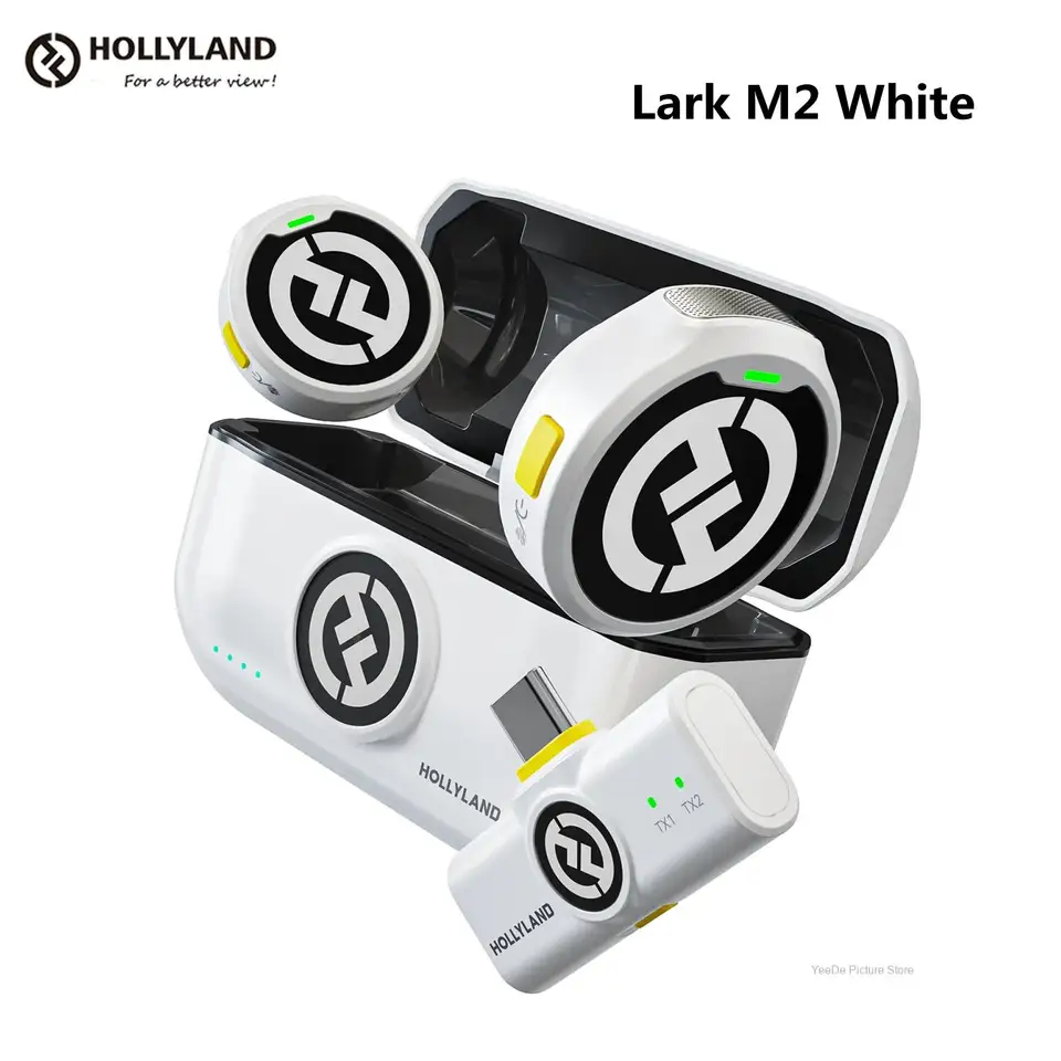Hollyland Lark M2 ホワイト ワイヤレス ラベリア マイク 300 メートル