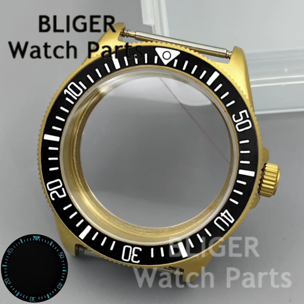 BLIGER NH34 NH35 NH36 PT5000 ETA2824 For 40mm Tactical Frog Gold Rose Black Watch Case Domed Sapphire Luminous Bezel 100m Diving