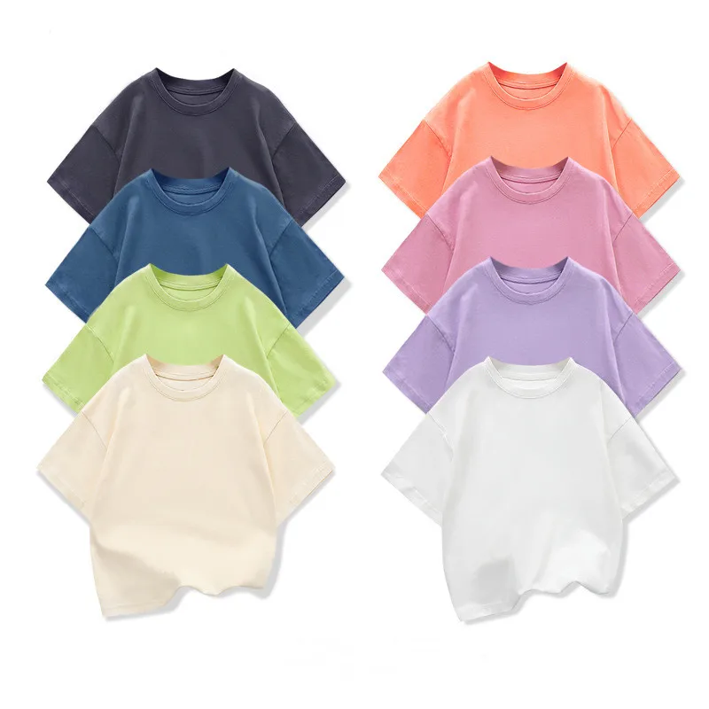 DE PEACH New Summer Toddler Baby Girls Boys Short Sleeve T-Shirt Children Casual Loose Tshirt Teens Kids Cotton Solid Tops Tees
