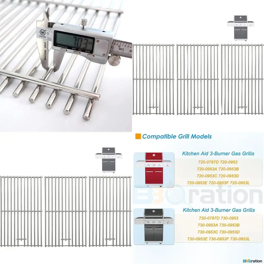 

KitchenAid Grill Replacement Parts: 720-0787D, 720-0953, 730-0953, 720-0953L, 730-0787D - Cooking Grates, Solid Stainless Steel