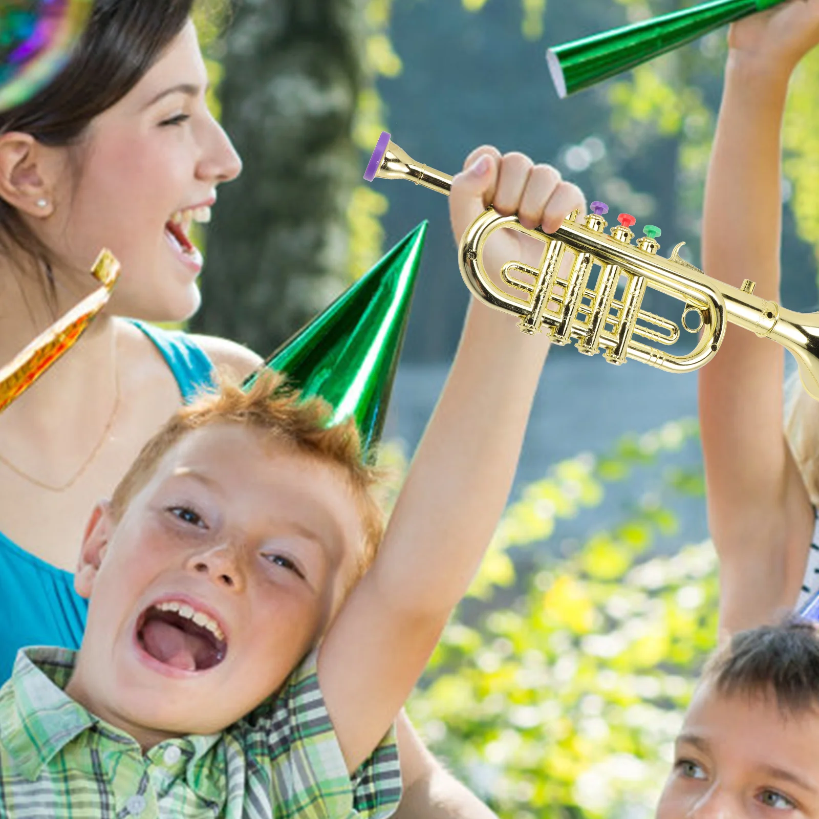 Trompeta portátil de juguete, instrumentos simulados, juguete educativo para niños, accesorio para actuación en escenario, Musical Abs