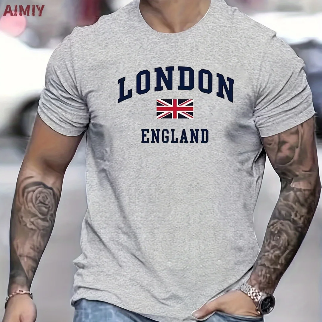 

Men's Clothing London England Pattern Printed T Shirt Man Oversized T-Shirt Round Neck Short Sleevedt-Shirts For Men Tops