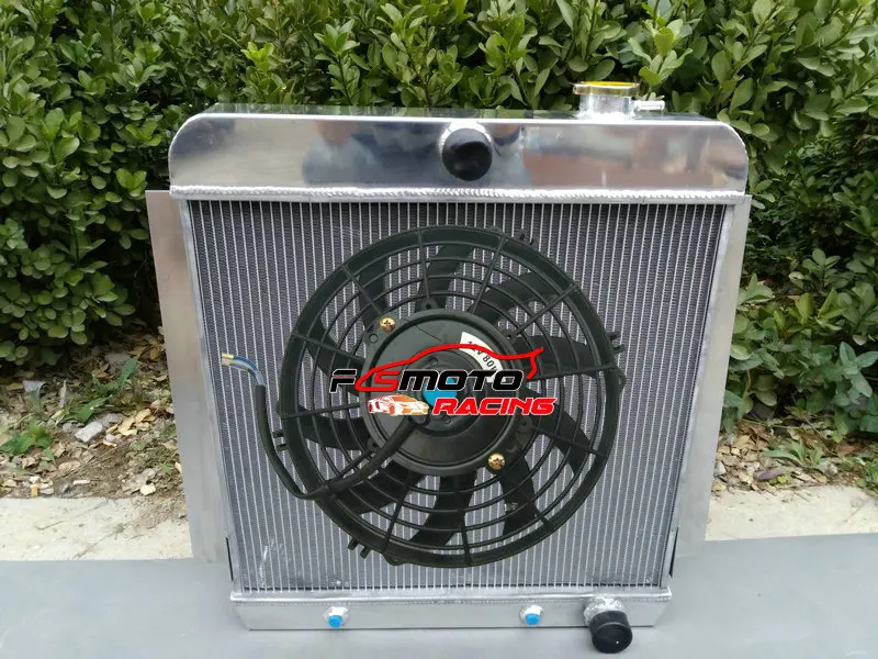 3ROW 52mm Aluminum Radiator + Fan For Chevy Pick Up Truck V8 1955 1956 1957 1958