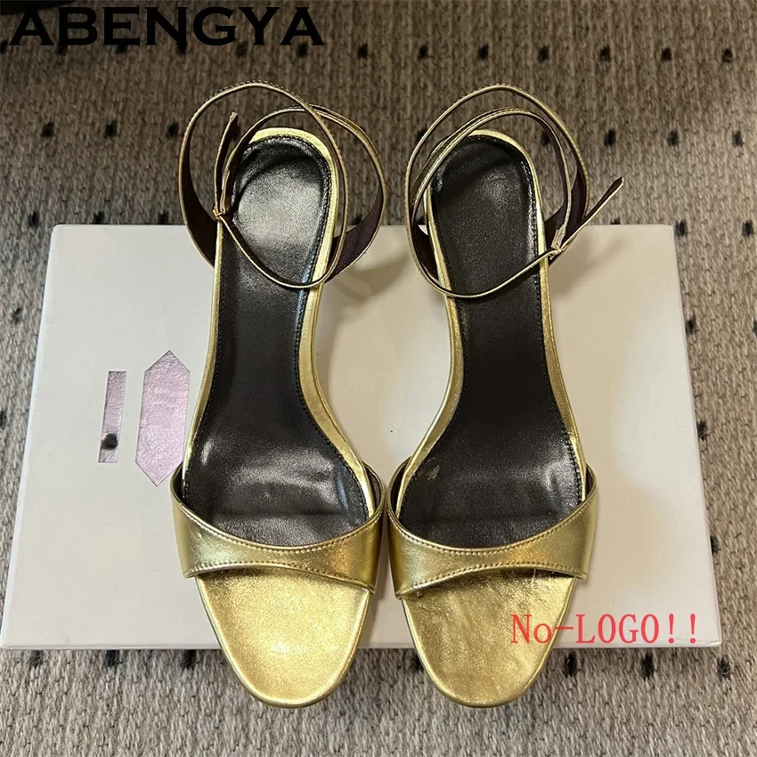 

Genuine Leather Ankle Buckle Kitten Heels Sandals Women Round Peep Toe Slingback Summer Sexy Beach Party Shoes Zapatillas mujer