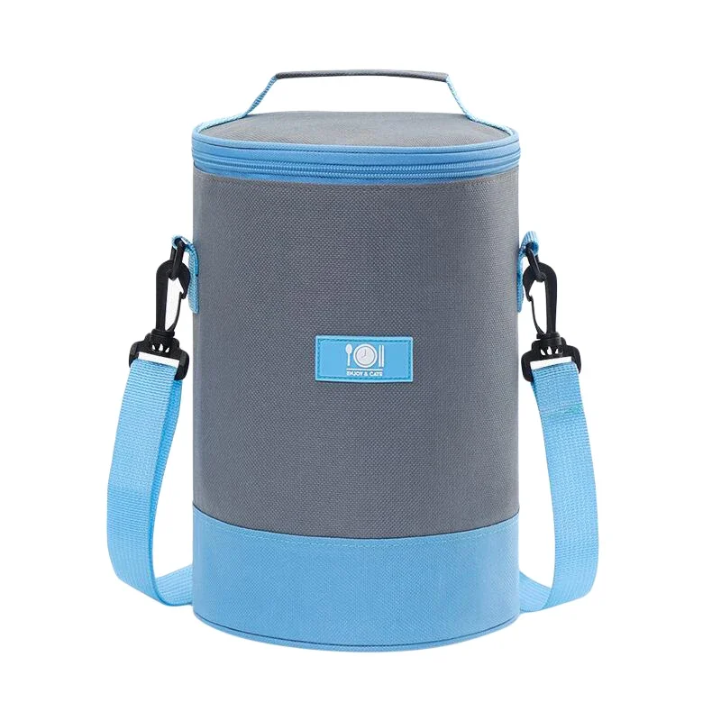 Fresh-Keeping Thickened Lunch Box Bag Round Barrel Oxford Cloth Insulation Large-Capacity Portable 2024 New