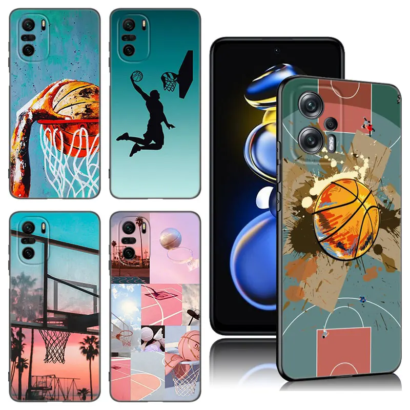 Basketball Basket Sports Phone Case For Xiaomi POCO X3 X4 NFC F5 M2 M3 M4 M6 X5 Pro F3 F4 GT 5G C31 C55 M5S Black Silicone Cover