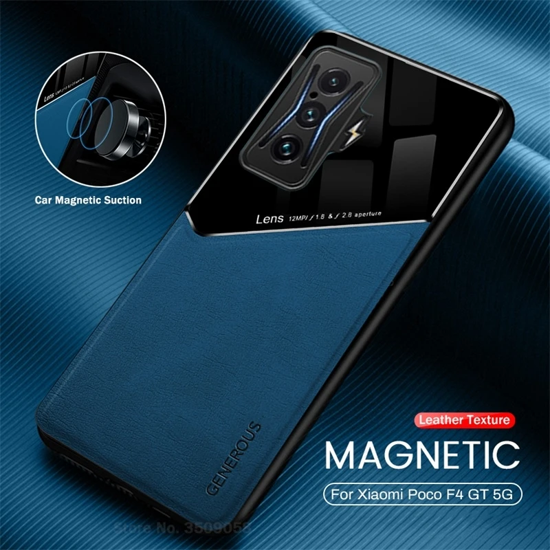 For Xiaomi Poco F4 GT 5G Case Car Magnetic Holder Leather Cover On Poko Little F4GT F 4 GT NFC TPU Soft Bumper Shockproof Coque