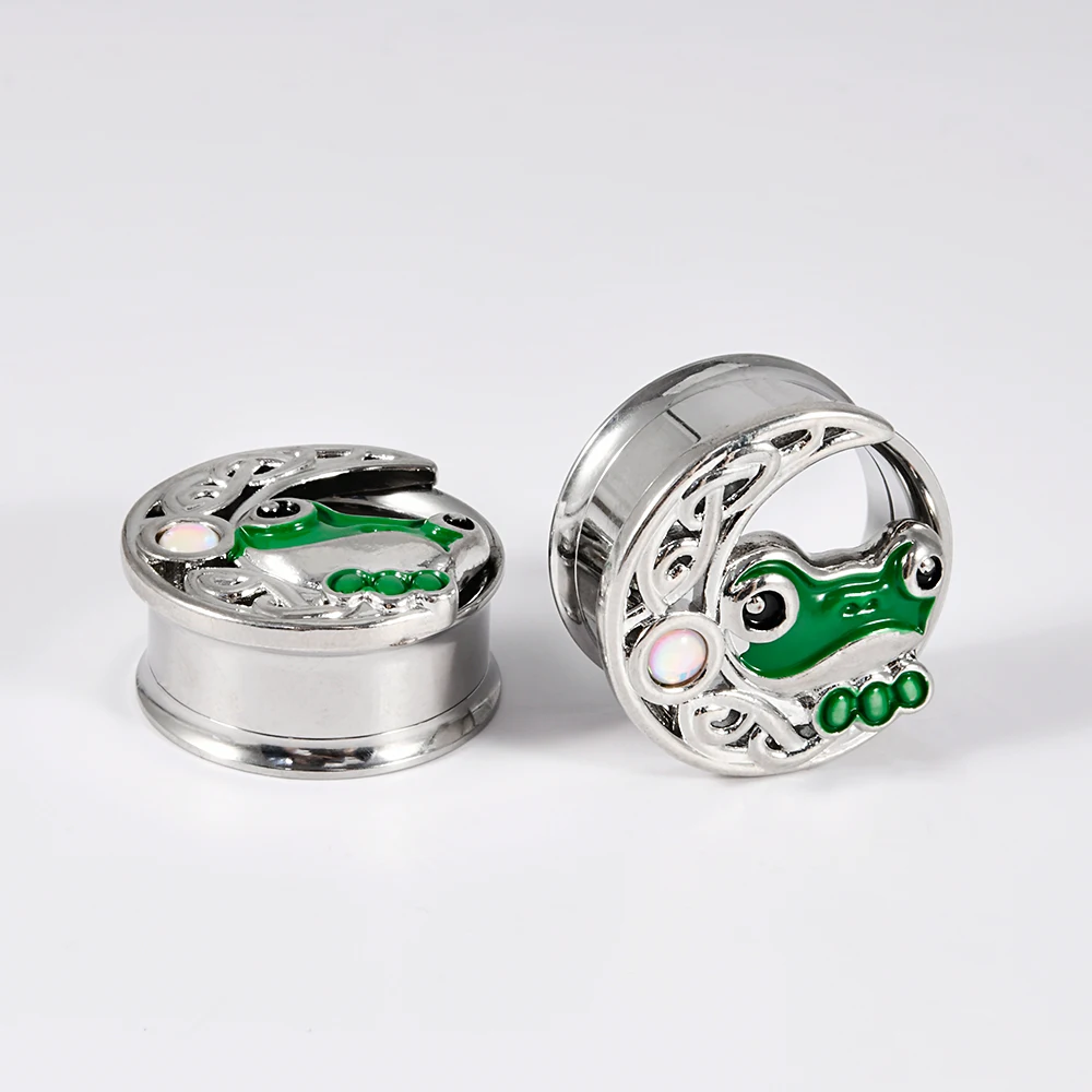 2-1PCS Halloween Frog Flesh Plugs Ear Gauge Expander Earrings Double Flare Tunnel Strecthers Piercing Body Jewelry