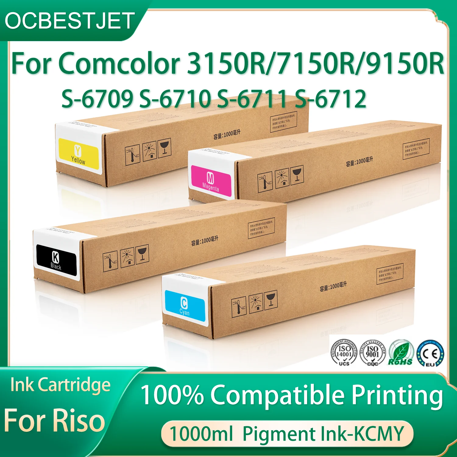 

Совместимый чернильный картридж/чернильный пакет для принтеров Riso Comcolor 3150R, 7150R, 9150R, S6709, S6710, S6711, S6712, 1000 мл