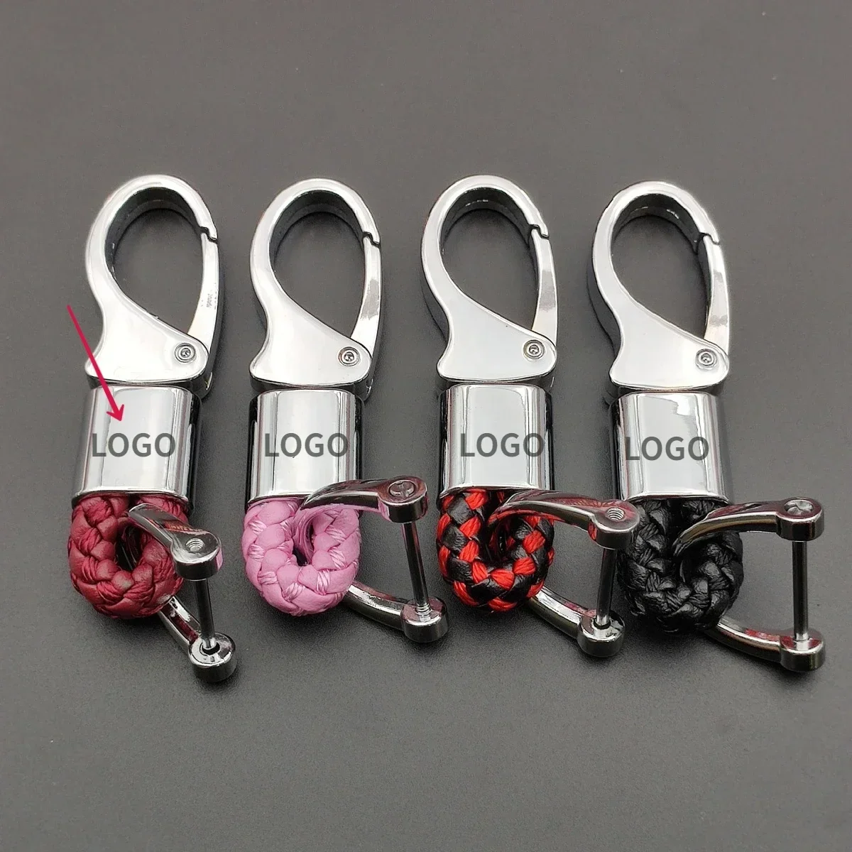 Customized Colorful Keychain Fiber Leather Car Buckle Hardware Braided Rope Metal High Pendant for Men and Women Accessories