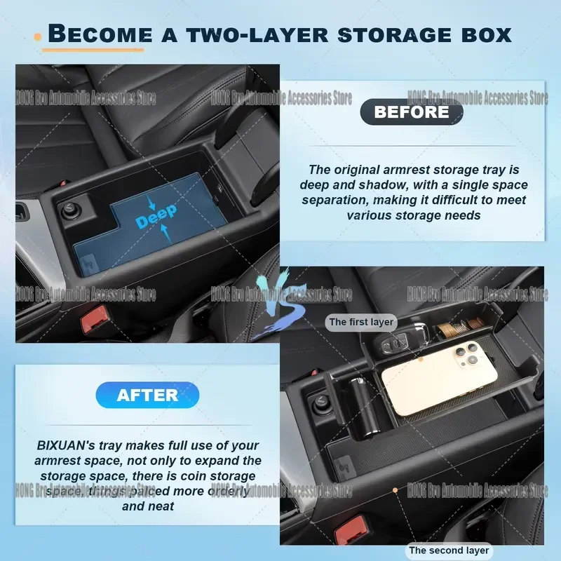 For Audi A4 B9 A5 F5 2017-2023 Central Armrest Storage Box Non-slip Rubber Organizer Console Tray Interior Accessories view 4