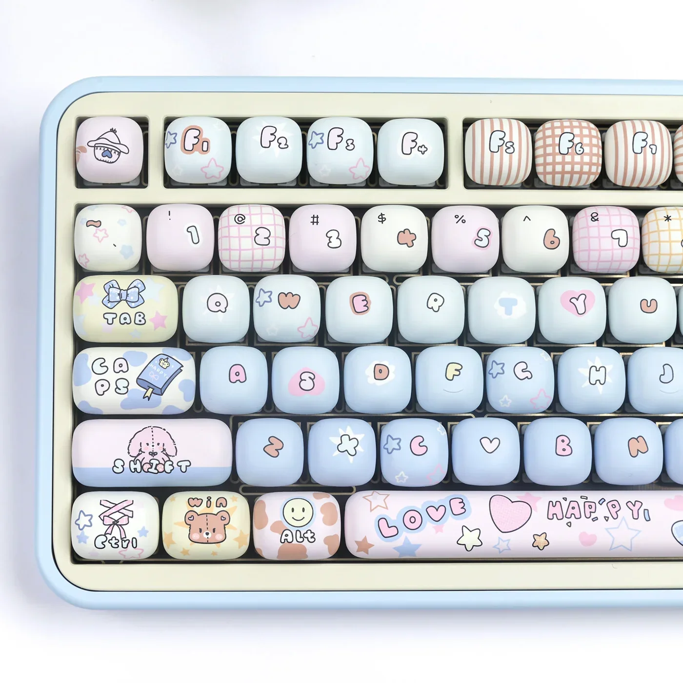 Toy House Round Cute Keycap MOG Profile 136Keys PBT Thermal Sublimation Bread Keycaps for DIY Mechanical Keyboard Accessories